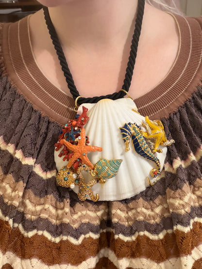 Vintage RARE Christian Lacroix Monumental Rhinestone Shell Necklace