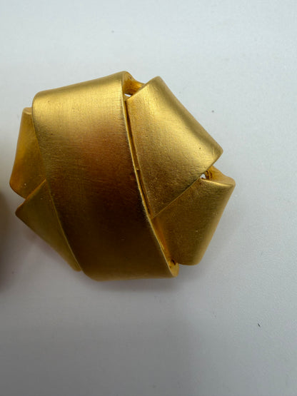 Vintage Matte Gold Origami Knot Dome Earrings