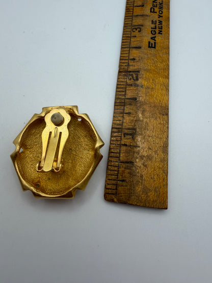 Vintage Matte Gold Origami Knot Dome Earrings