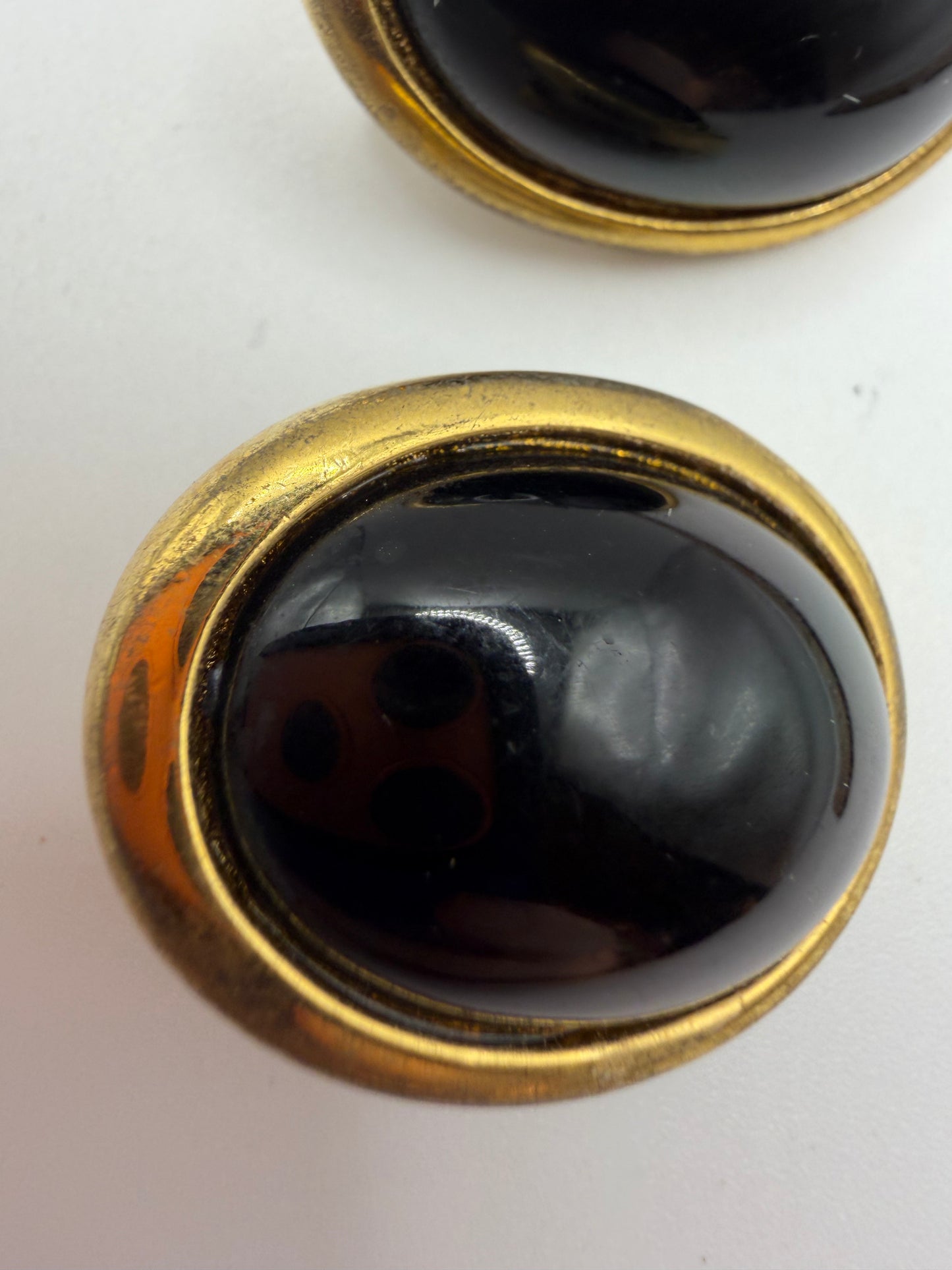 Vintage Kenneth Jay Lane Black Cabochon Oval Earrings