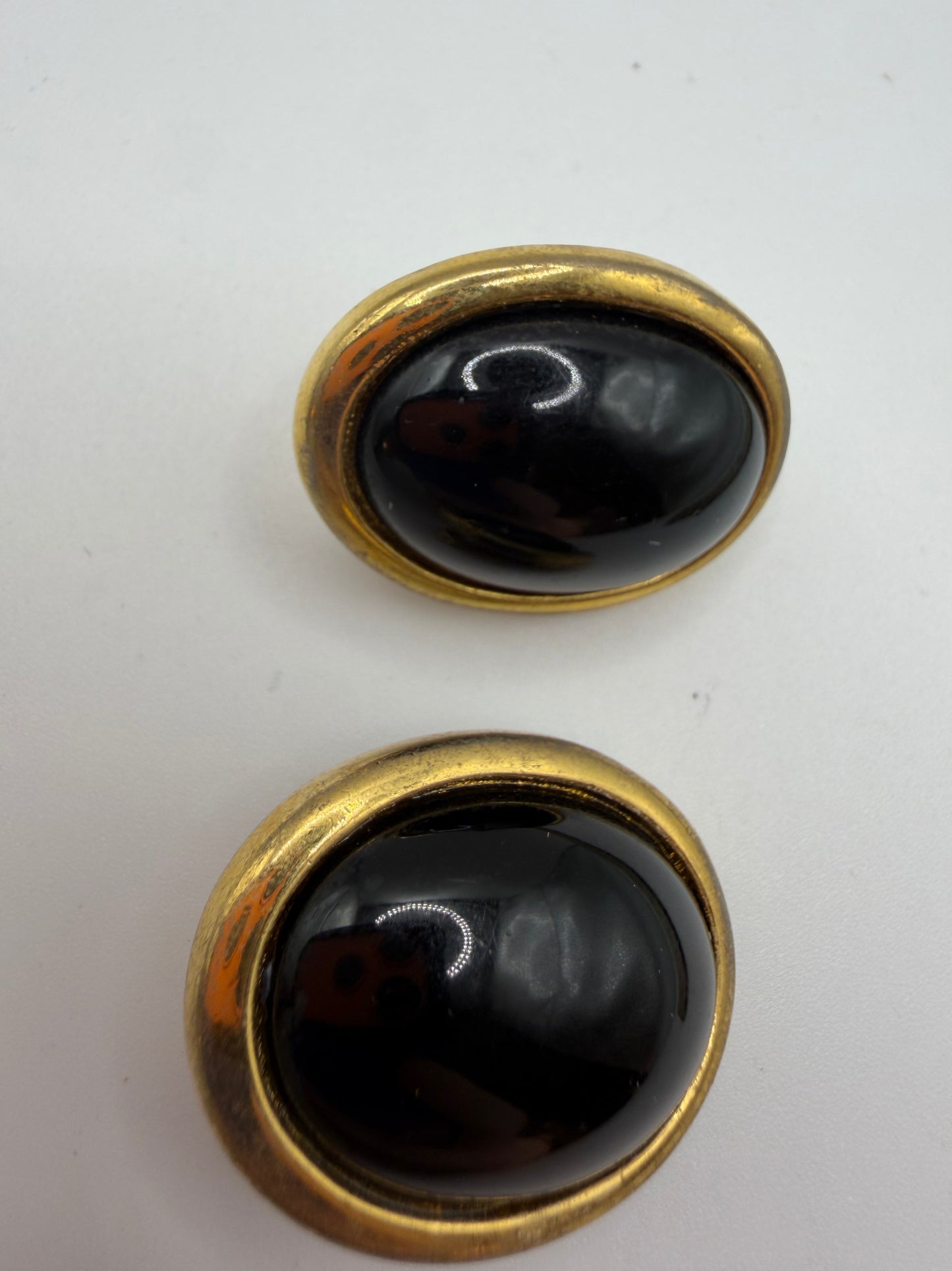 Vintage Kenneth Jay Lane Black Cabochon Oval Earrings