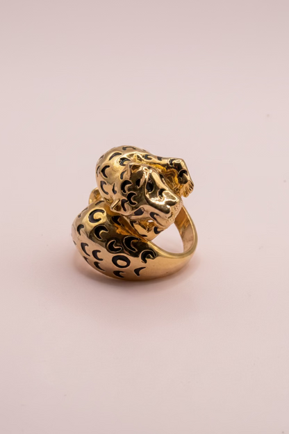 Vintage Oversized Gold Leopard Wrap Ring