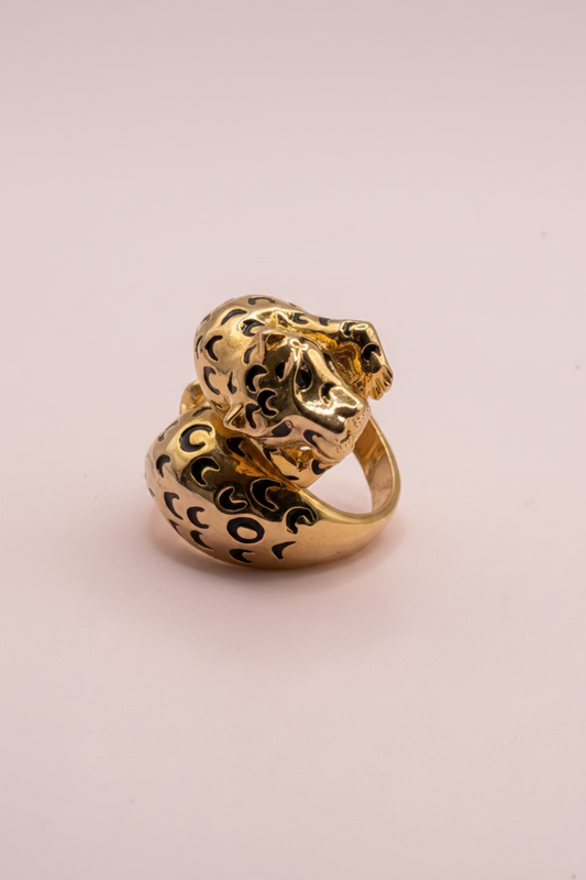 Vintage Oversized Gold Leopard Wrap Ring