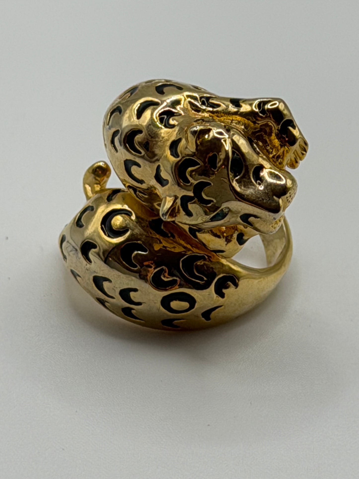 Vintage Oversized Gold Leopard Wrap Ring