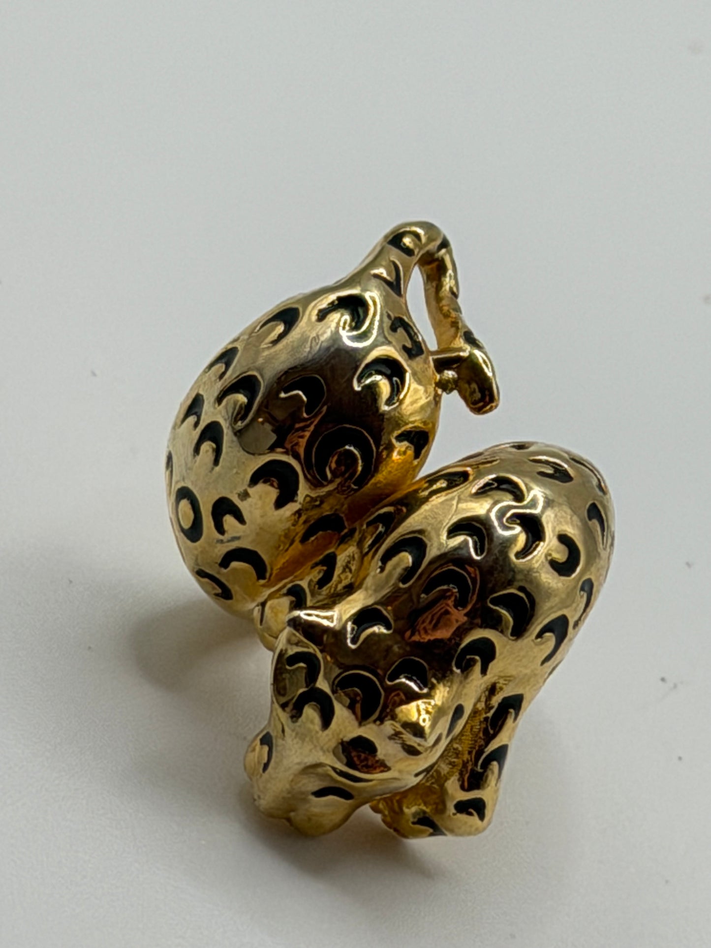Vintage Oversized Gold Leopard Wrap Ring