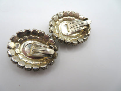 Vintage 1950s Chunky Rhinestone Clip On Earrings