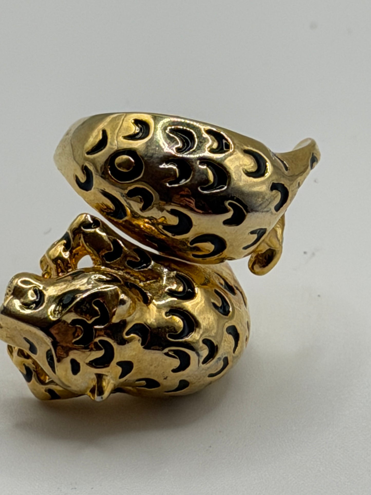 Vintage Oversized Gold Leopard Wrap Ring