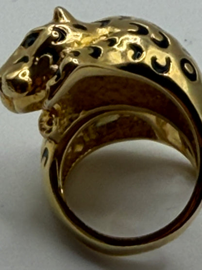Vintage Oversized Gold Leopard Wrap Ring