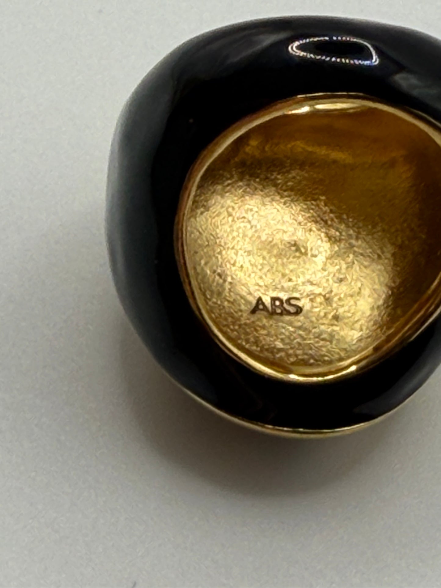 Vintage Chunky Oversized Gold and Black Enamel Dome Ring