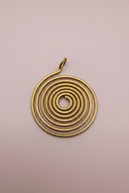 Vintage Gold Textured Spiral Pendant
