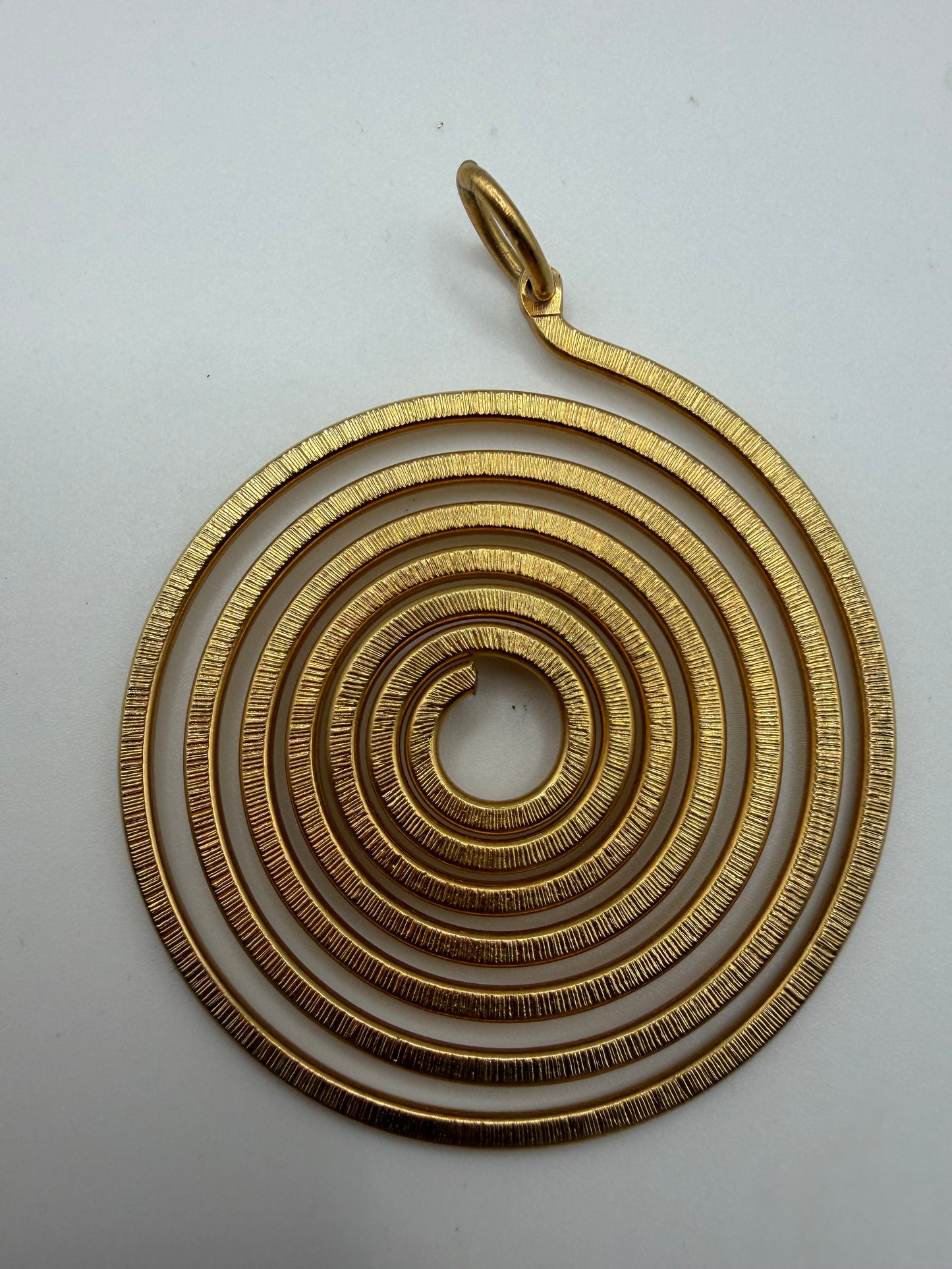 Vintage Gold Textured Spiral Pendant