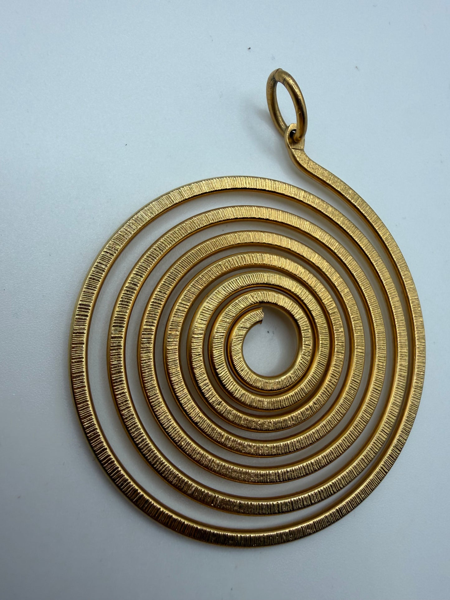 Vintage Gold Textured Spiral Pendant