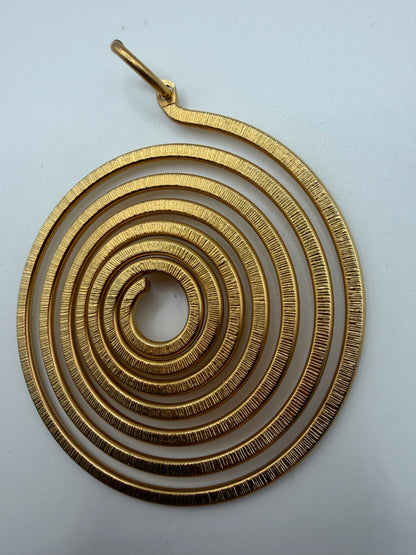 Vintage Gold Textured Spiral Pendant