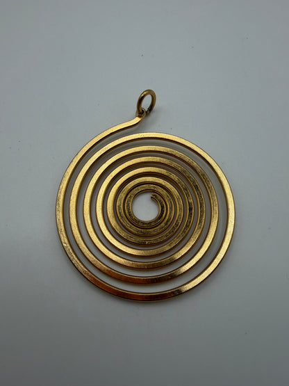 Vintage Gold Textured Spiral Pendant