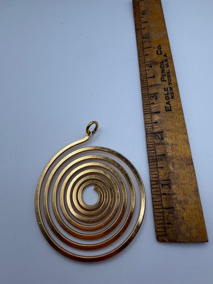 Vintage Gold Textured Spiral Pendant