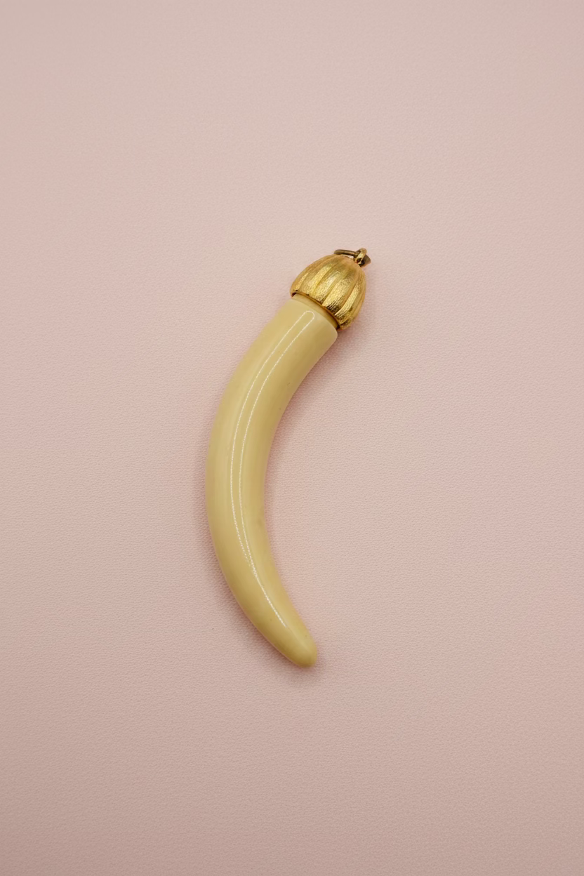 Vintage Faux Horn Pendant with Gold Cap