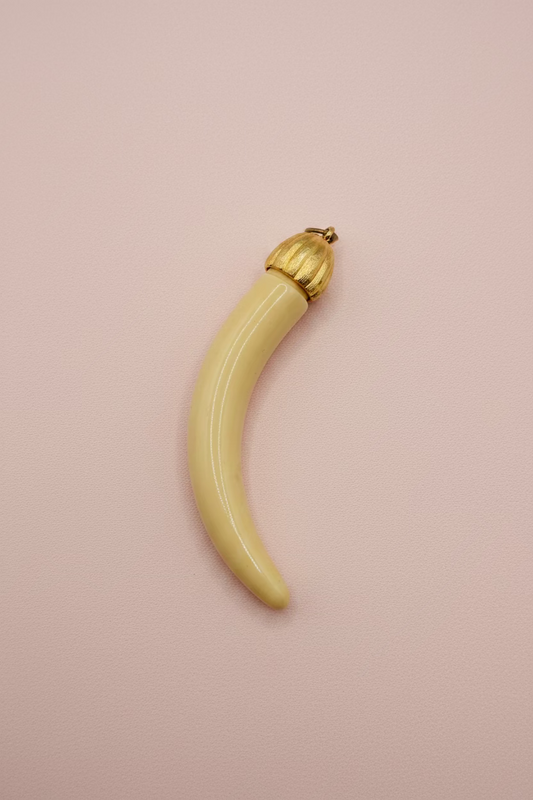 Vintage Faux Horn Pendant with Gold Cap