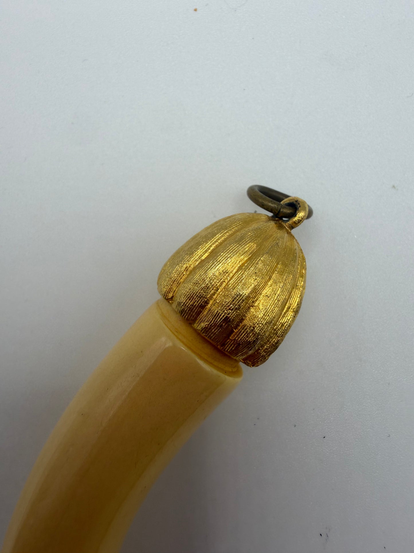 Vintage Faux Horn Pendant with Gold Cap