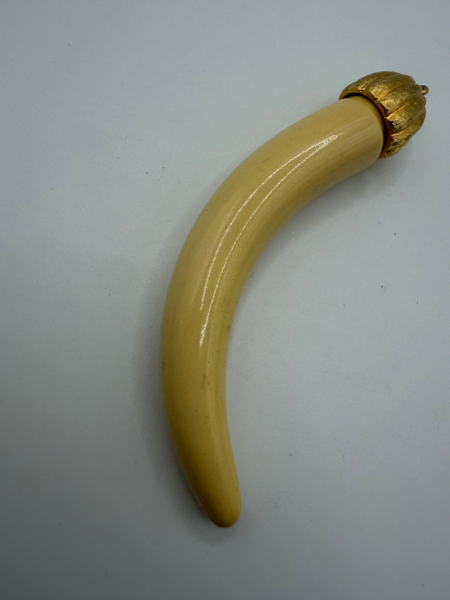 Vintage Faux Horn Pendant with Gold Cap