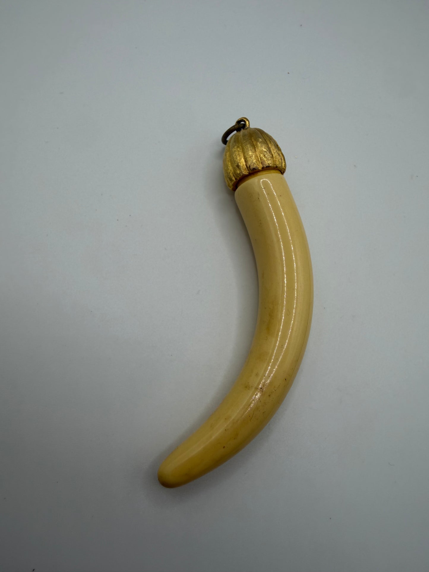 Vintage Faux Horn Pendant with Gold Cap