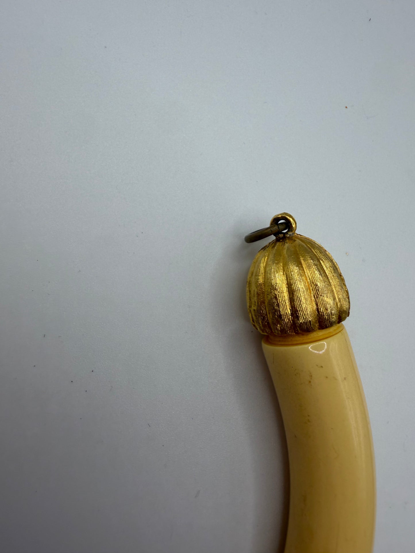 Vintage Faux Horn Pendant with Gold Cap