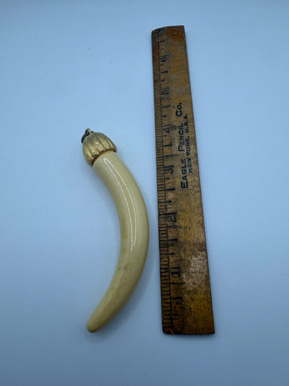 Vintage Faux Horn Pendant with Gold Cap