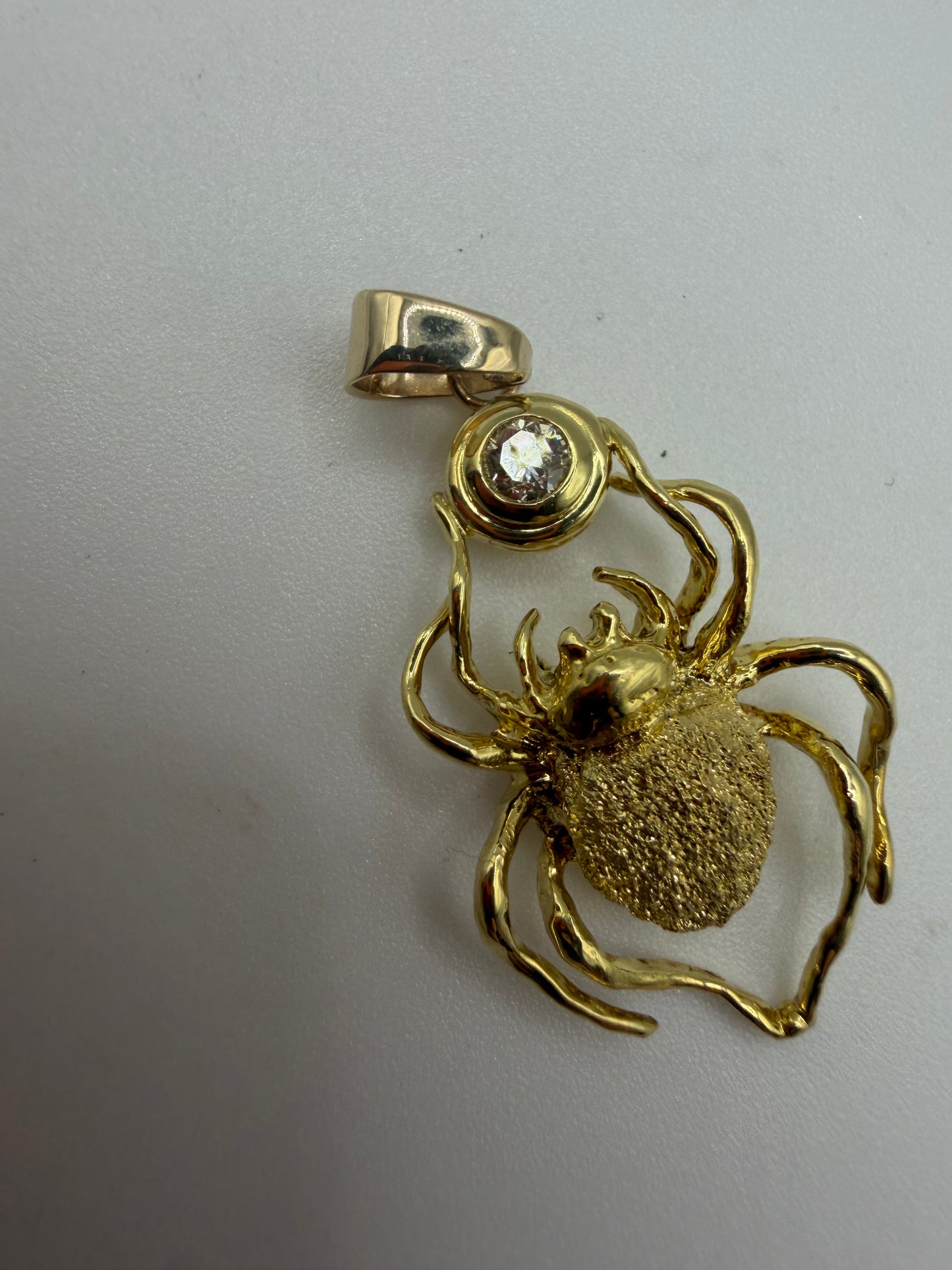 Vintage 18K Solid Gold & Diamond Spider Pendant