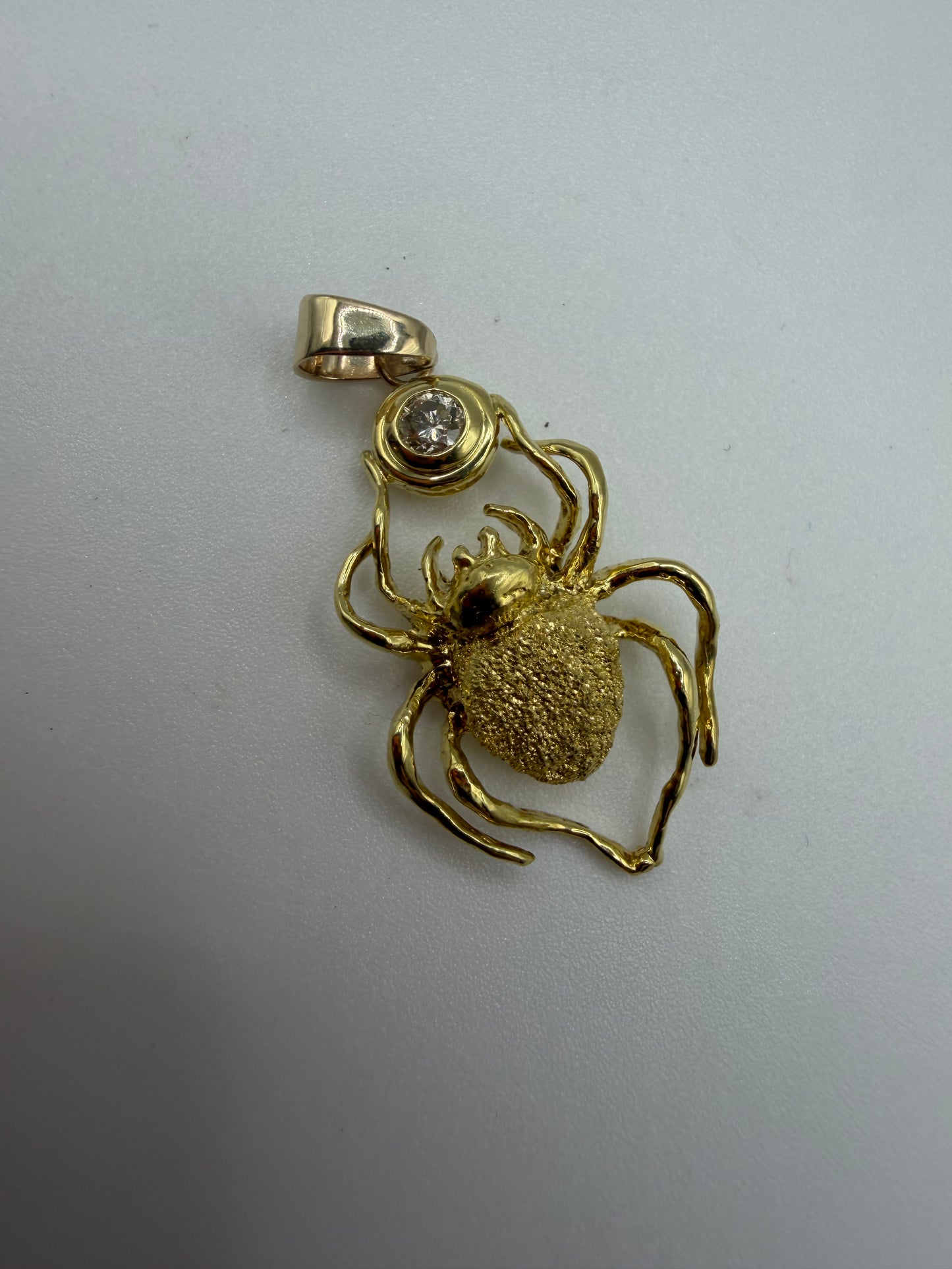 Vintage 18K Solid Gold & Diamond Spider Pendant