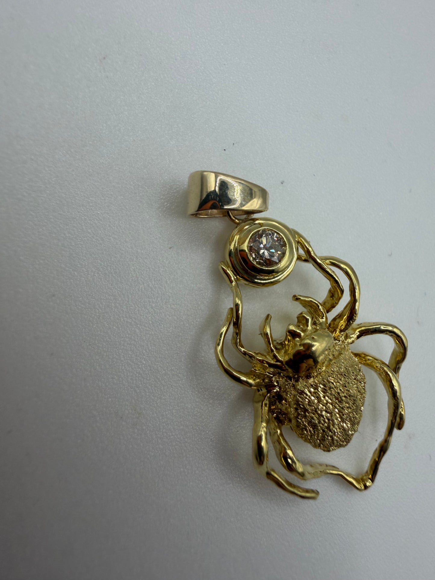 Vintage 18K Solid Gold & Diamond Spider Pendant