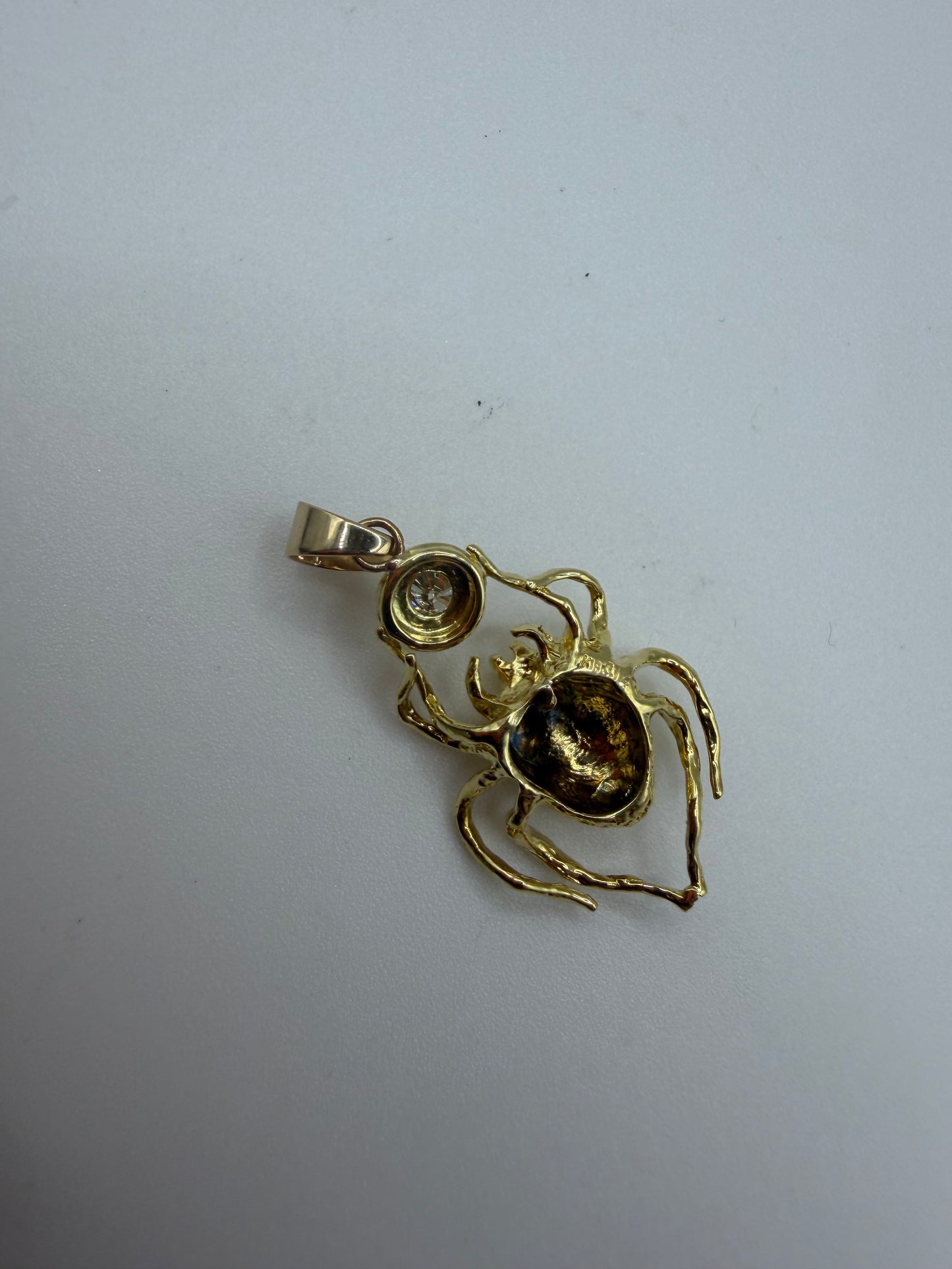 Vintage 18K Solid Gold & Diamond Spider Pendant