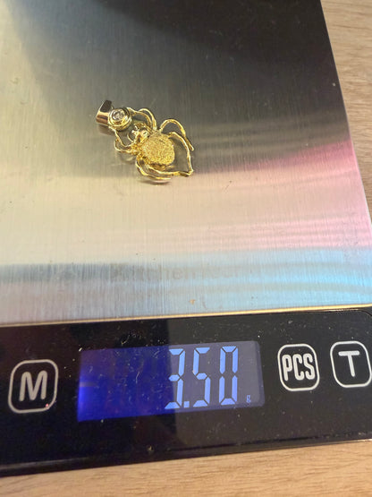 Vintage 18K Solid Gold & Diamond Spider Pendant