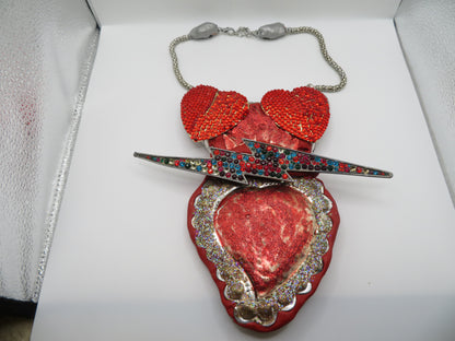 Sue Kreitzman Vintage Electric Heart Early Neckshrine Necklace