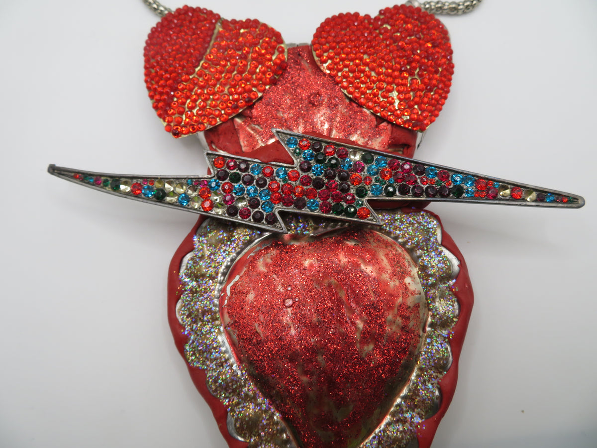 Sue Kreitzman Vintage Electric Heart Early Neckshrine Necklace