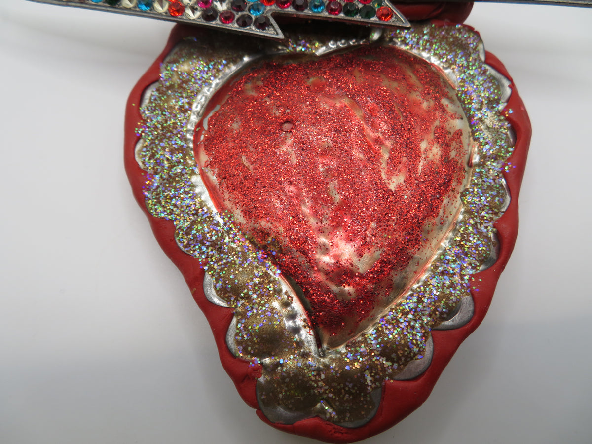Sue Kreitzman Vintage Electric Heart Early Neckshrine Necklace