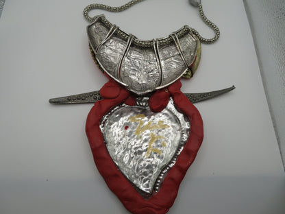 Sue Kreitzman Vintage Electric Heart Early Neckshrine Necklace