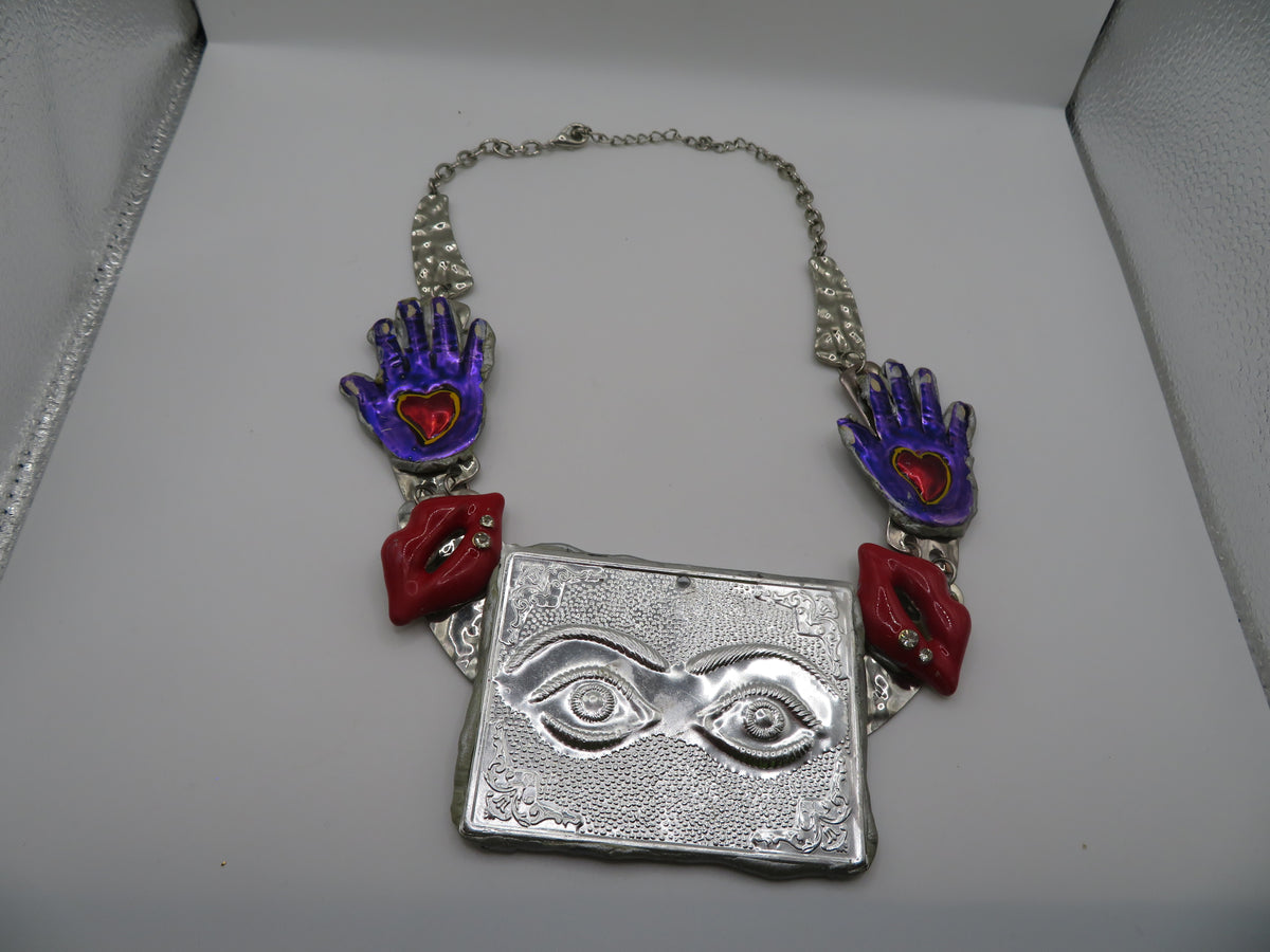 Sue Kreitzman Vintage Face & Hands Early Neckshrine Necklace