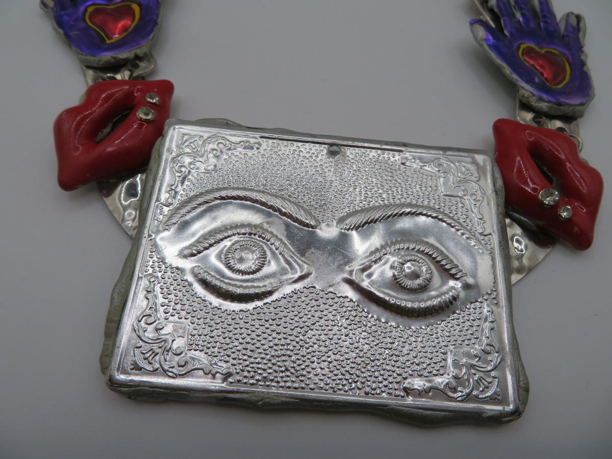 Sue Kreitzman Vintage Face & Hands Early Neckshrine Necklace