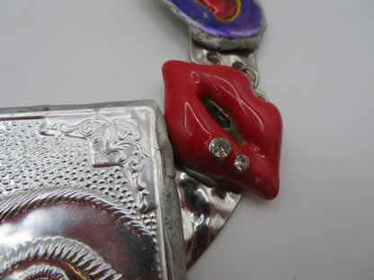 Sue Kreitzman Vintage Face & Hands Early Neckshrine Necklace