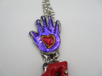 Sue Kreitzman Vintage Face & Hands Early Neckshrine Necklace