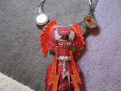 Sue Kreitzman Vintage Devilish Electric Bolt Icon Early Neckshrine Necklace