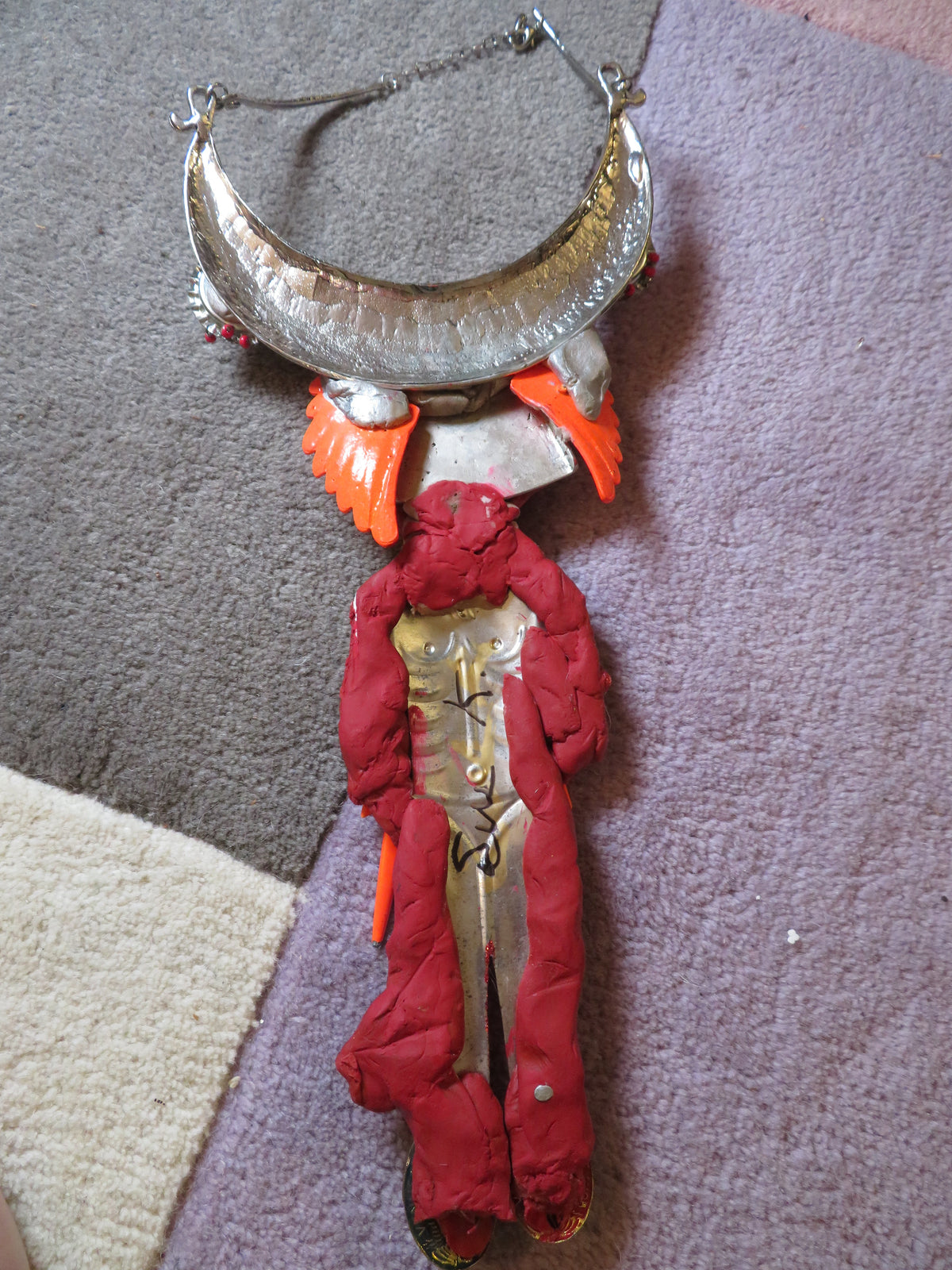 Sue Kreitzman Vintage Devilish Electric Bolt Icon Early Neckshrine Necklace