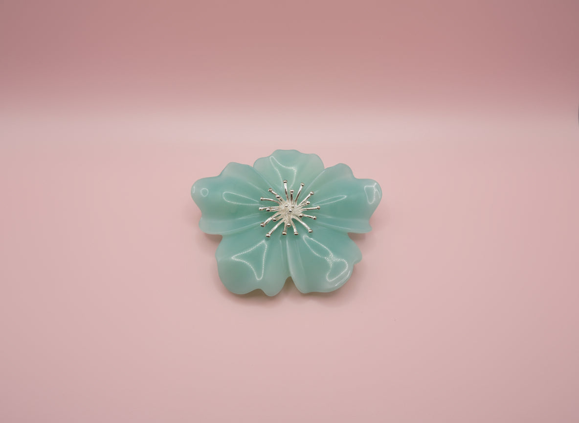Vintage Huge Chunky Blue Carolee Flower Brooch