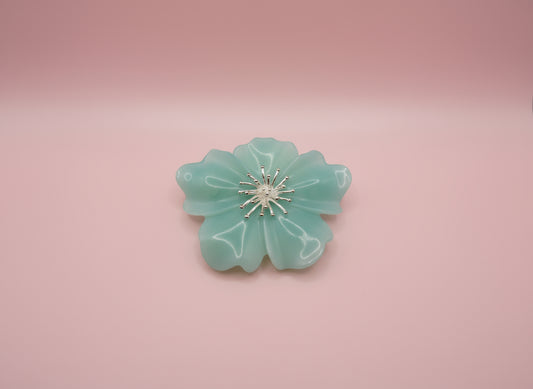Vintage Huge Chunky Blue Carolee Flower Brooch