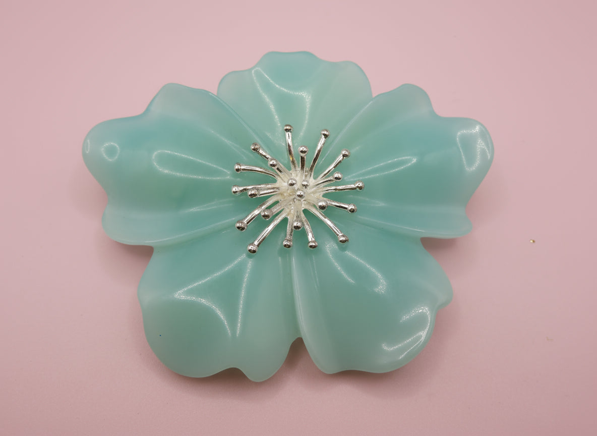 Vintage Huge Chunky Blue Carolee Flower Brooch