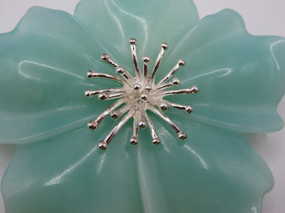 Vintage Huge Chunky Blue Carolee Flower Brooch