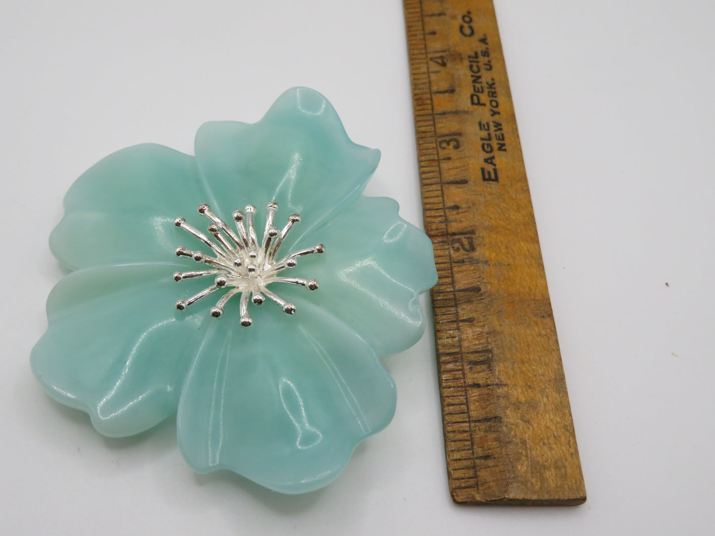 Vintage Huge Chunky Blue Carolee Flower Brooch