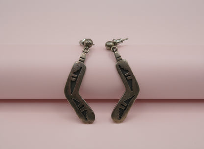 Vintage Hopi Sterling Silver Overlay Earrings