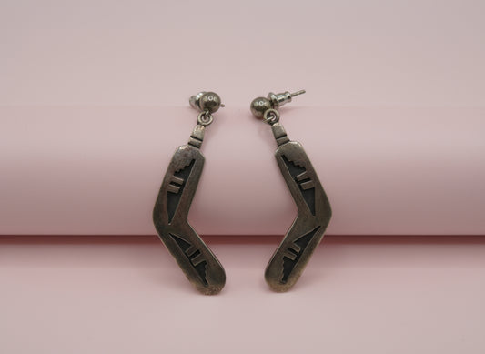 Vintage Hopi Sterling Silver Overlay Earrings