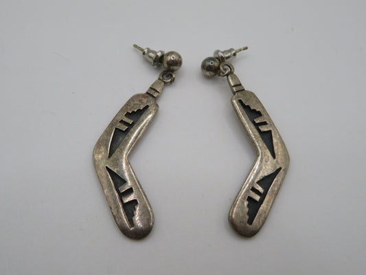 Vintage Hopi Sterling Silver Overlay Earrings