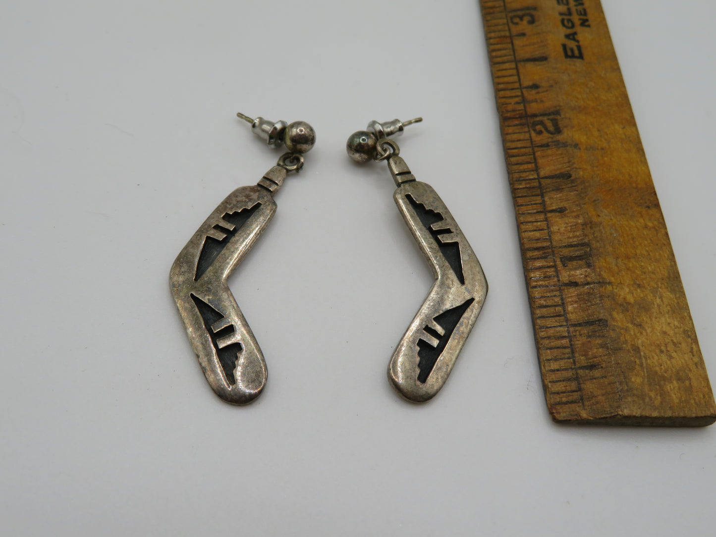 Vintage Hopi Sterling Silver Overlay Earrings